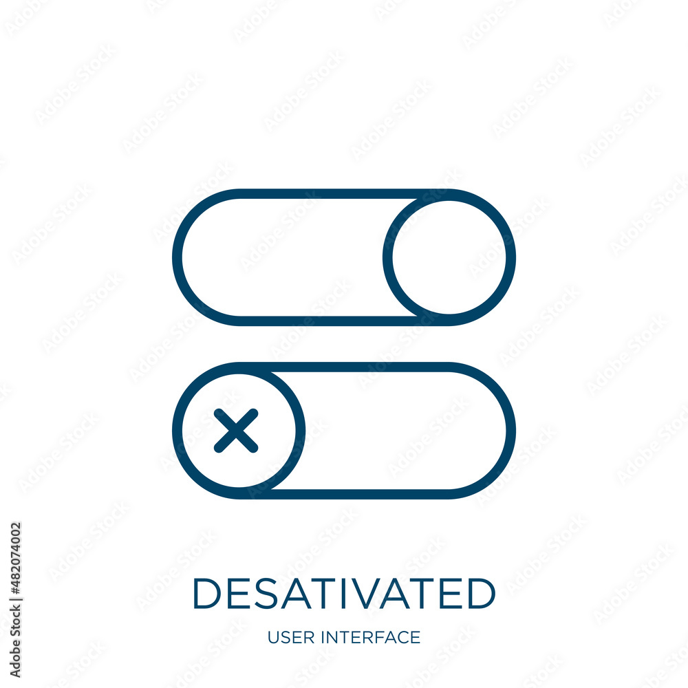 Poster desativated icon from user interface collection. thin linear desativated, arrow, cart outline icon i