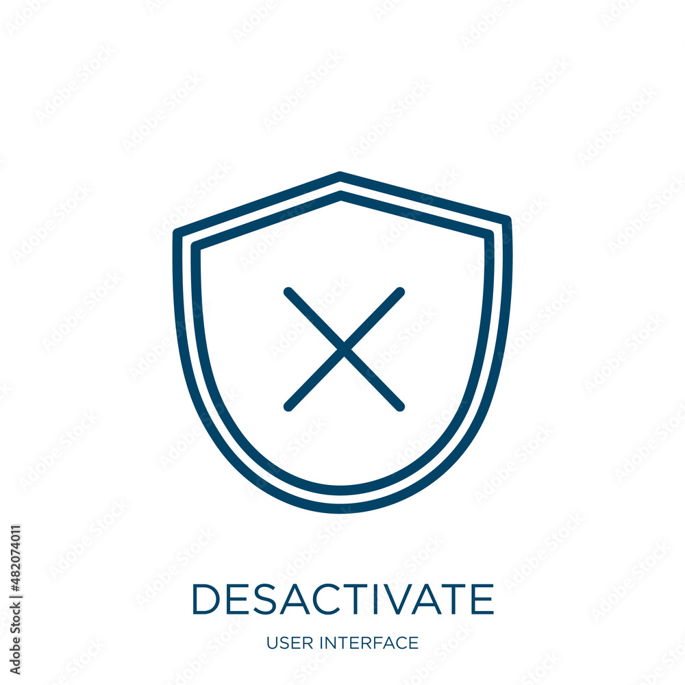 Poster desactivate icon from user interface collection. Thin linear desactivate, user interface, arrow outline icon isolated on white background. Line vector desactivate sign, symbol for web and mobile
