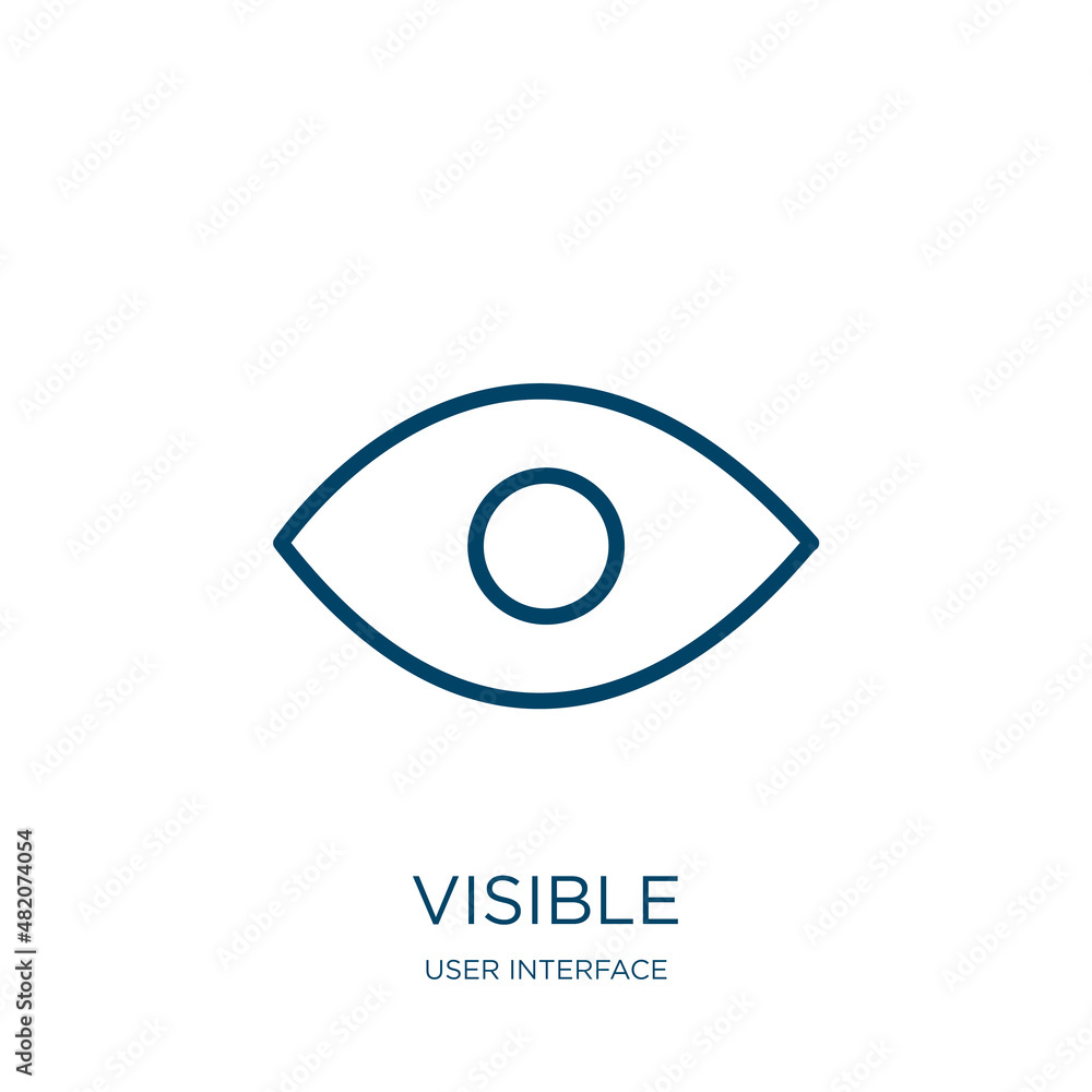 Poster visible icon from user interface collection. thin linear visible, visibility, eye outline icon isola