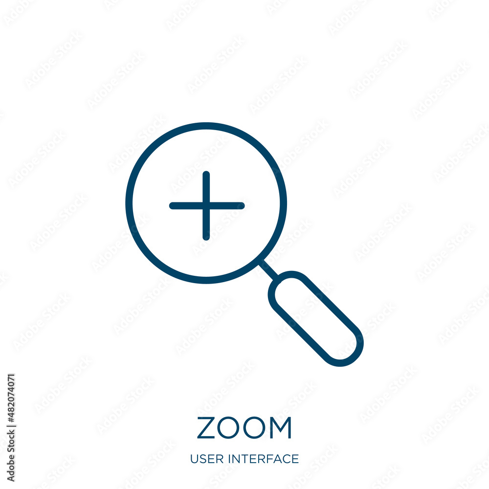 Poster zoom icon from user interface collection. thin linear zoom, glass, search outline icon isolated on w