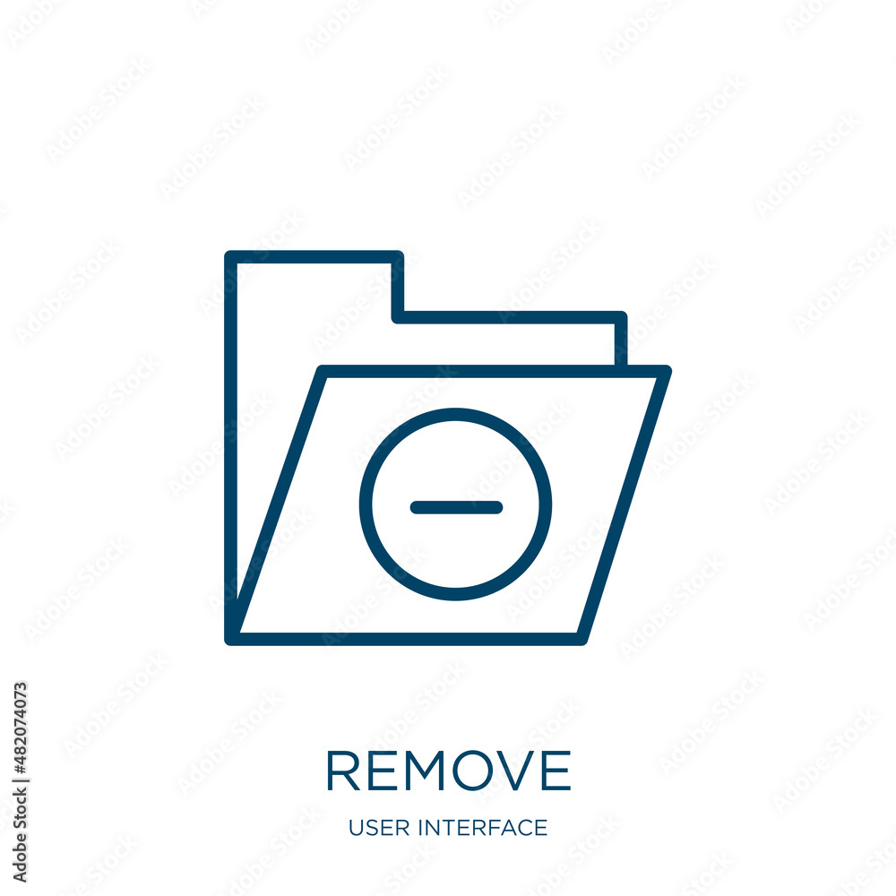 Poster remove icon from user interface collection. thin linear remove, add, button outline icon isolated on