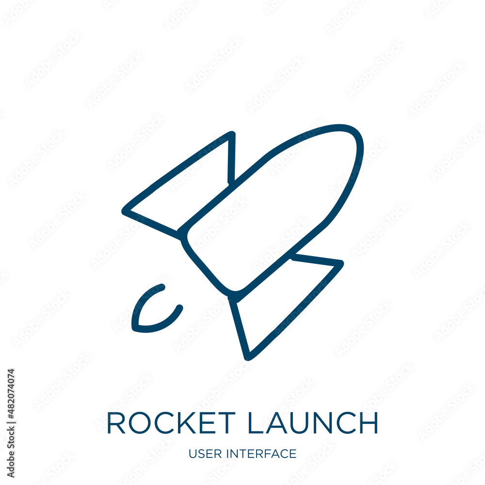 Poster rocket launch icon from user interface collection. thin linear rocket launch, rocket, space outline 