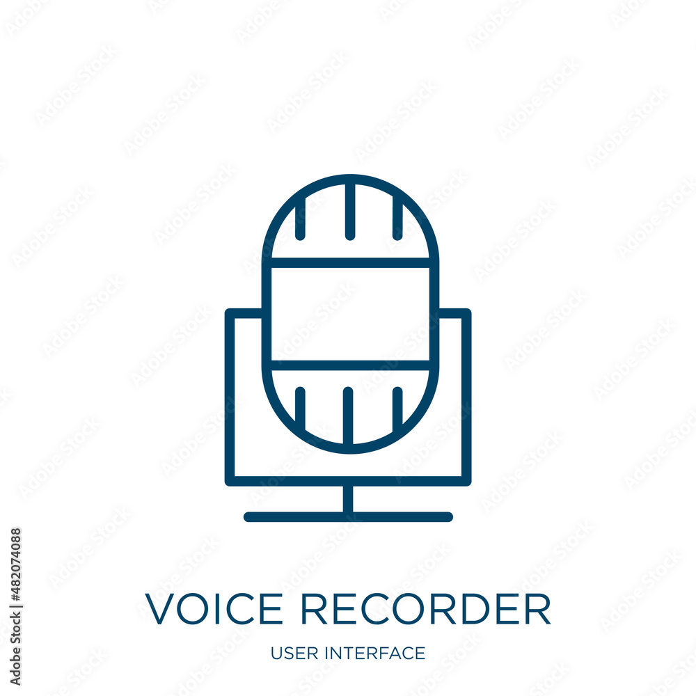 Poster voice recorder icon from user interface collection. thin linear voice recorder, voice, media outline
