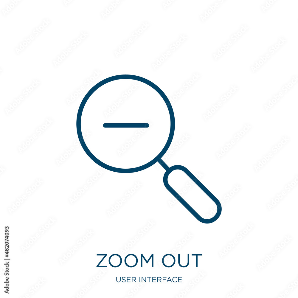Poster zoom out icon from user interface collection. thin linear zoom out, zoom, glass outline icon isolate
