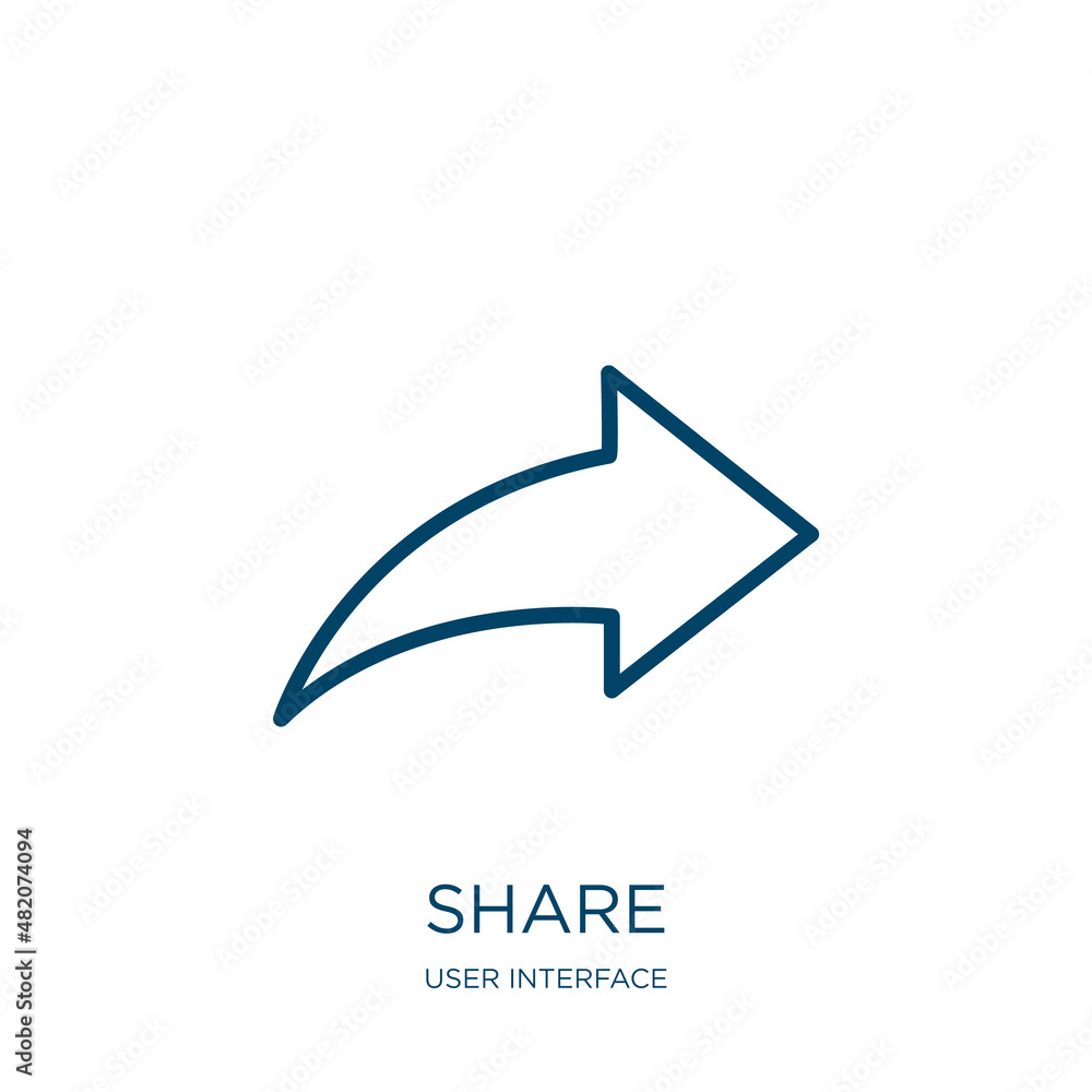 Poster share icon from user interface collection. thin linear share, network, business outline icon isolate