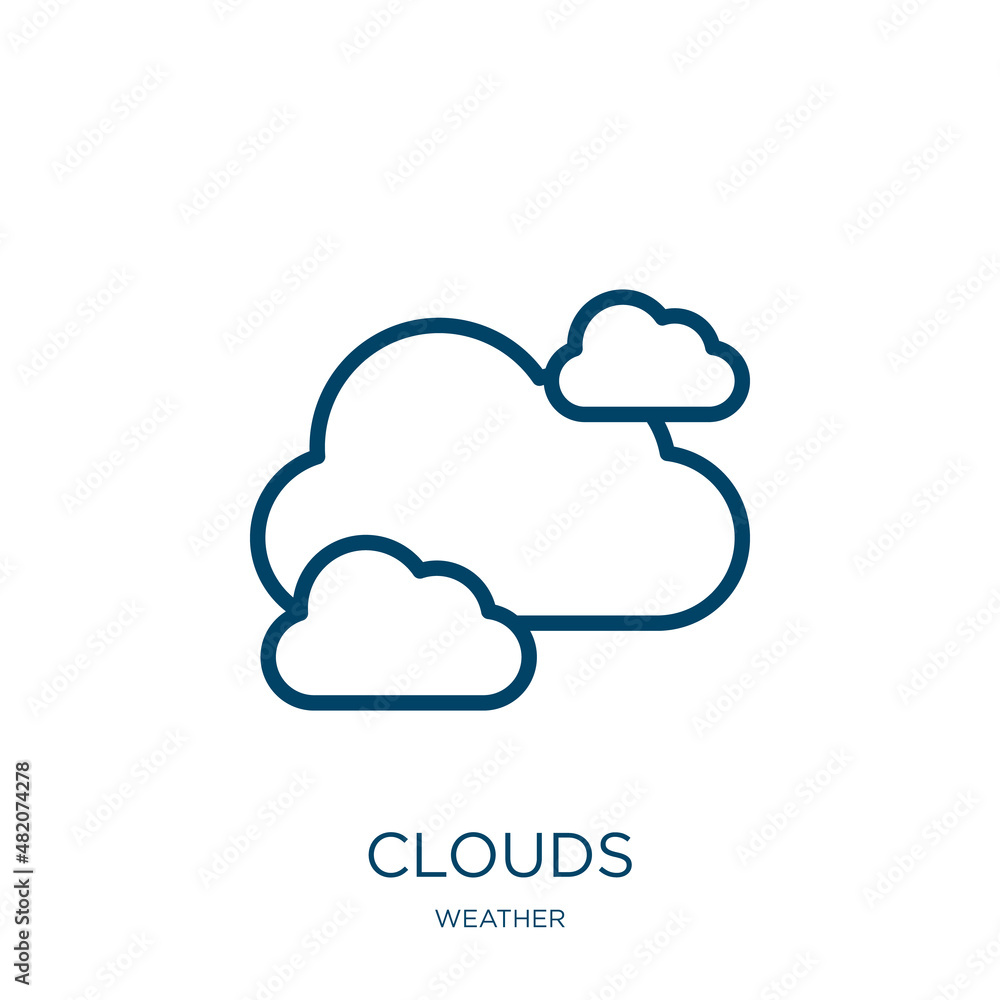 Aufkleber clouds icon from weather collection. thin linear clouds, cloud, data outline icon isolated on white 
