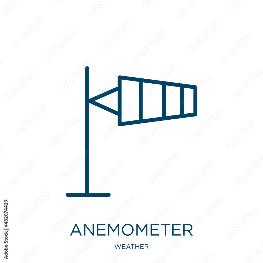 Poster anemometer icon from weather collection. thin linear anemometer, wind, measurement outline icon isol
