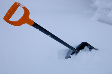 black plastic shovel for snow removal