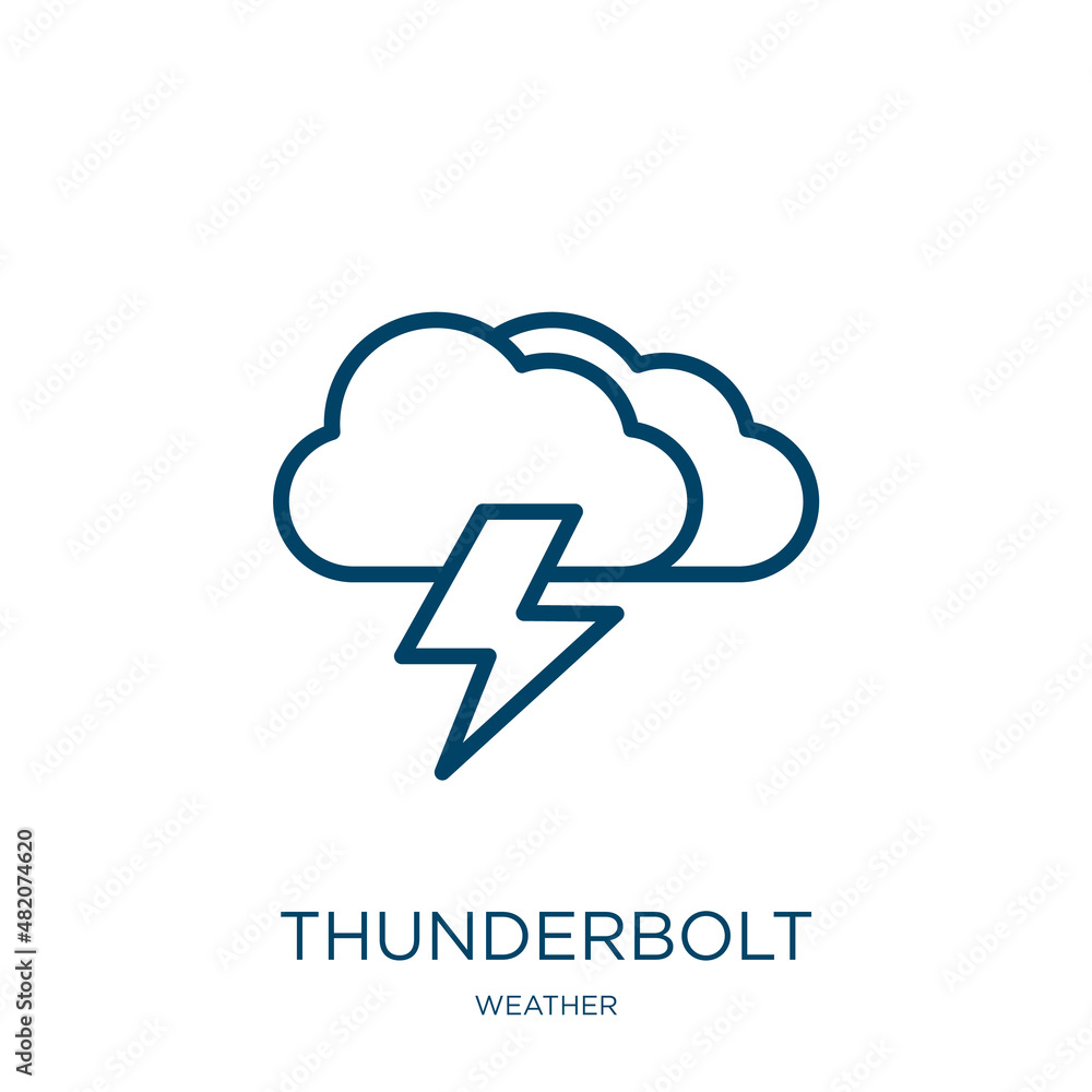 Poster thunderbolt icon from weather collection. thin linear thunderbolt, flash, thunder outline icon isola