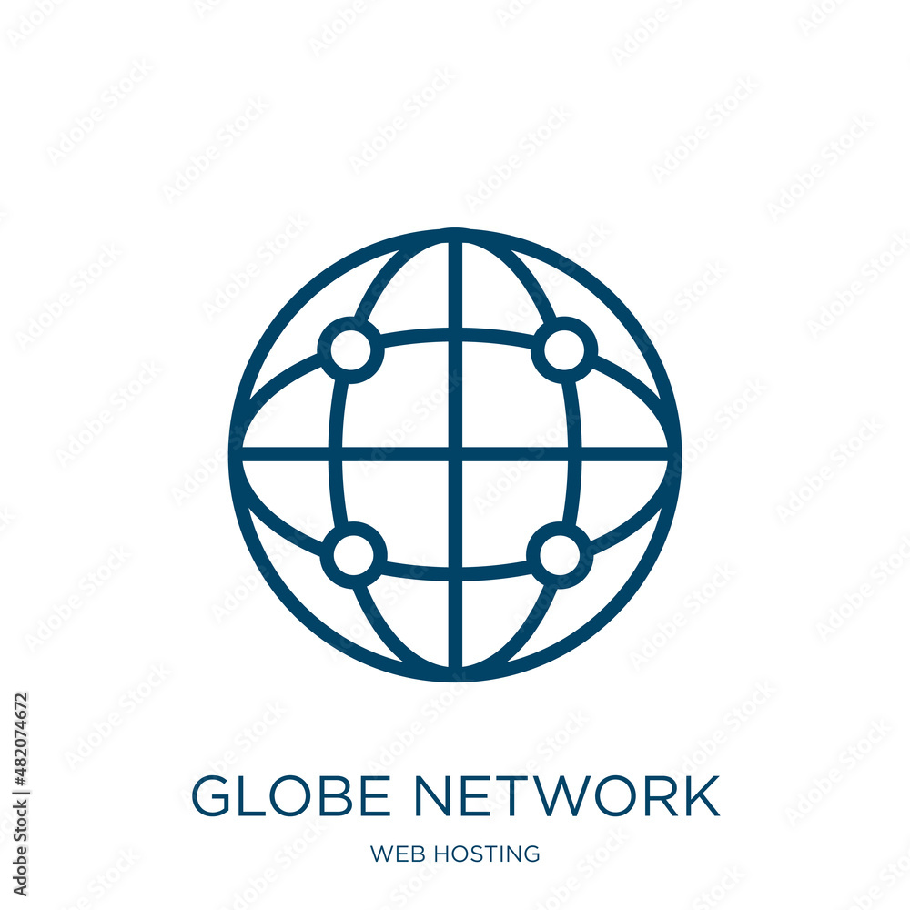 Poster globe network icon from web hosting collection. thin linear globe network, globe, internet outline i
