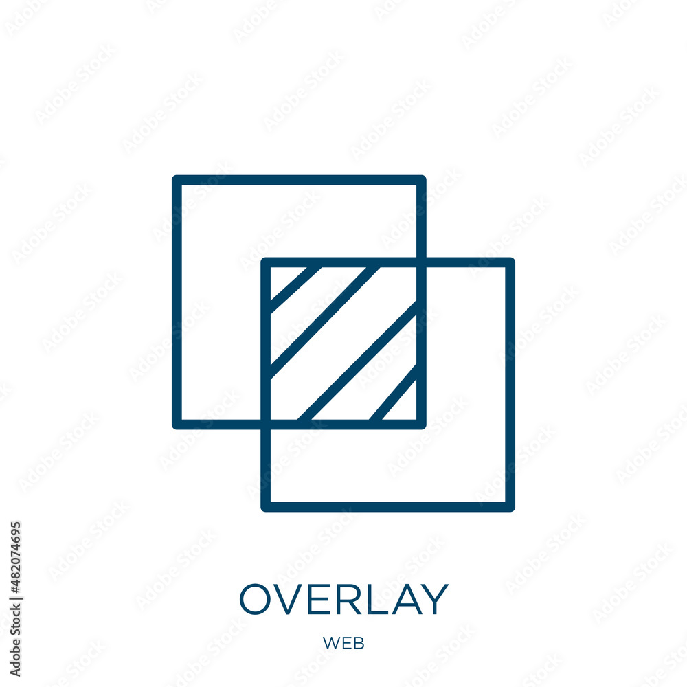 Poster overlay icon from web collection. thin linear overlay, business, transparent outline icon isolated o