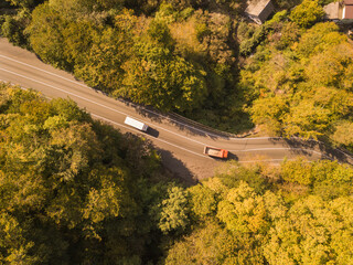 Mountain road traffic. Russia.