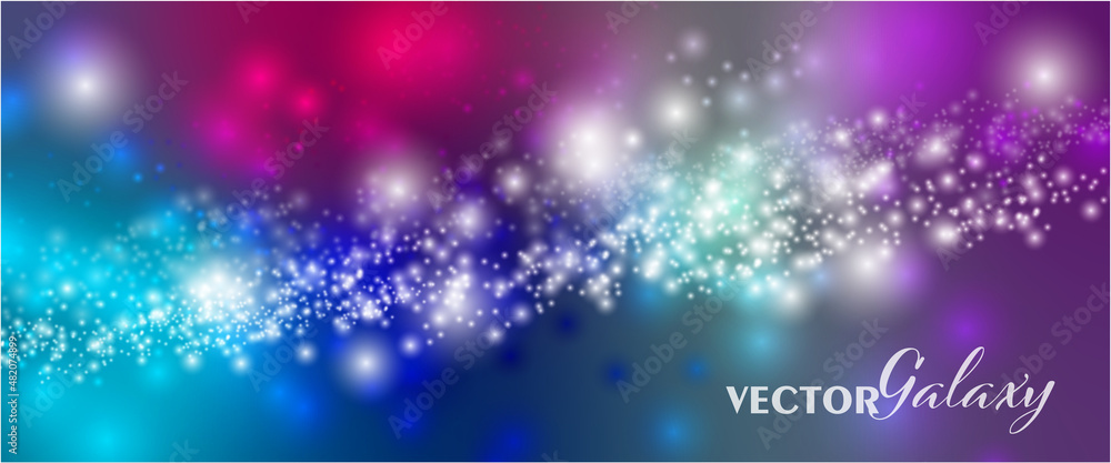 Sticker magical color galaxy.space background ,realistic nebula and lots of shining stars. infinite universe