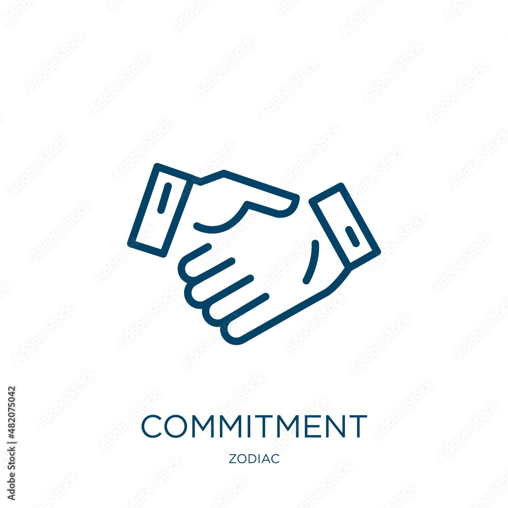 Poster commitment icon from zodiac collection. thin linear commitment, business, core outline icon isolated