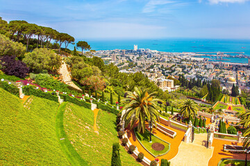 Haifa, Israel. The marble mausoleum
