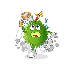 Fototapeta premium durian catch butterfly illustration. character vector