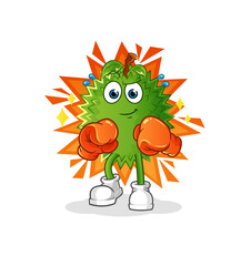 durian boxer character. cartoon mascot vector