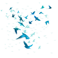 A flock of blue birds. Vector illustration