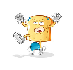 white bread hiten by bowling cartoon. cartoon mascot vector