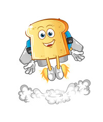 white bread with jetpack mascot. cartoon vector