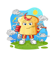 Obraz na płótnie Canvas white bread samurai cartoon. cartoon mascot vector