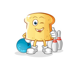 white bread play bowling illustration. character vector