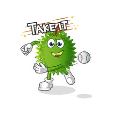 Obraz premium durian throwing baseball vector. cartoon character