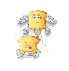 white bread spirit leaves the body mascot. cartoon vector
