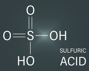 Sulfuric acid strong mineral acid molecule. Skeletal formula. Chemical structure