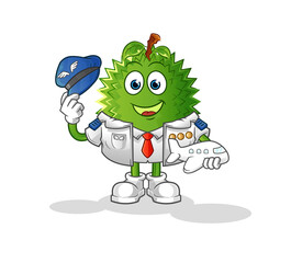 durian pilot mascot. cartoon vector