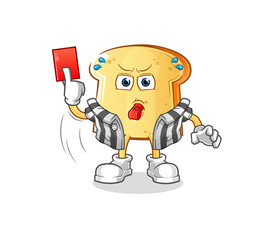 Obraz premium white bread referee with red card illustration. character vector
