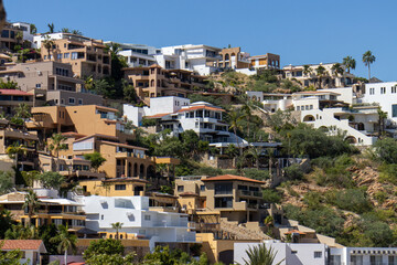 view of vacation homes on the hills of Cabo San Lucas Mexico