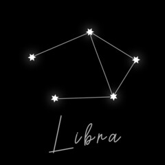 The luminous constellation of Libra on a black background