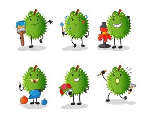 durian artist group character. cartoon mascot vector