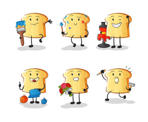 white bread artist group character. cartoon mascot vector