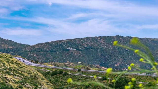 time-lapse landscape view with mountains and freeway on Hummingbird Trail Simi Valley California