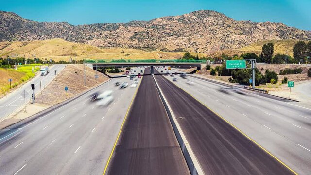 time lapse of 118 freeway in the mountains in simi valley california