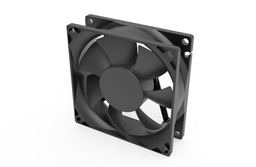 Computer fan cooler isolated on white 3d image illustration