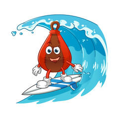 speed bag surfing character. cartoon mascot vector