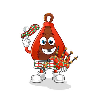 speed bag scottish with bagpipes vector. cartoon character