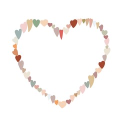 Boho style frame in the form of heart simple vector illustration in trendy pastel colors, symbol of love holiday, St Valentine day celebration collection for making cards, banners, modern posters