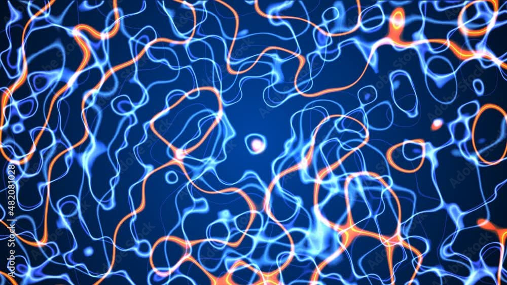 Aufkleber neon animated background chaotic circles. movement luminous lines. texture sparkling lightning, ener