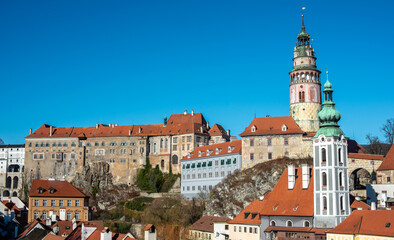 Fototapeta premium View of the old town of Český Krumlov, also Bohemian Krumau, Krumau an der Moldau or Krummau, is a city in southern Bohemia (Czech Republic)
