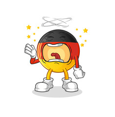 german flag yawn character. cartoon mascot vector