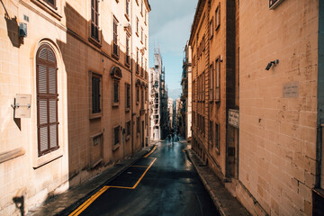 Fototapeta na wymiar The beautiful streets in Valleta in Malta.
