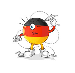 german flag with paper plane character. cartoon mascot vector