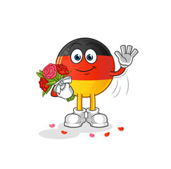 german flag with bouquet mascot. cartoon vector