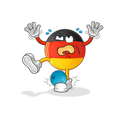 german flag hiten by bowling cartoon. cartoon mascot vector