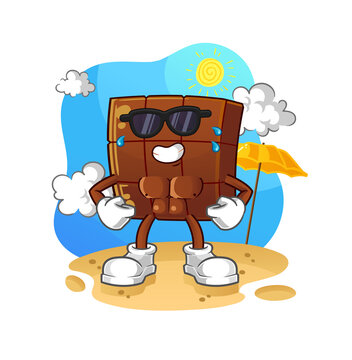 recommend clip art: chocolate bar sunbathing in summer. character vector