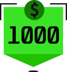 1000 dollar price. Green coins board with numbers on black